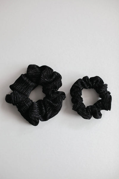 Holiday Black and Silver Crinkle Scrunchie