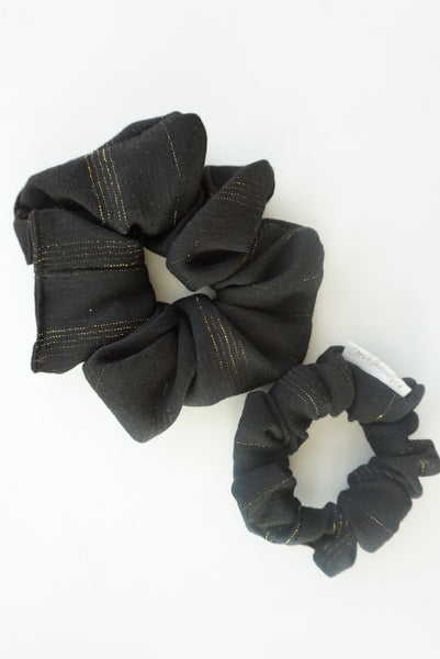 Holiday Black with Gold Stripe Scrunchie