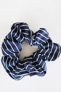 Swimmer Navy White Striped Scrunchie